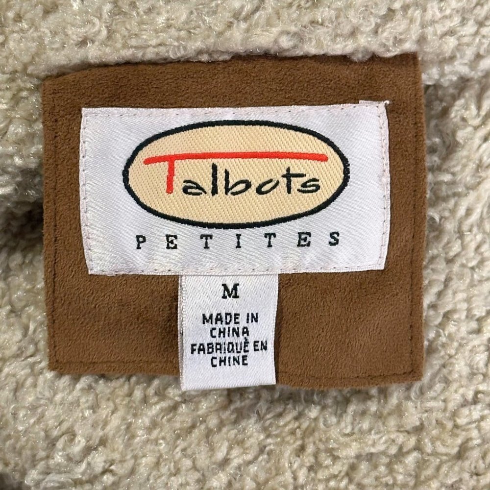 Talbots Women’s Faux Suede Teddy Lined Coat Size Medium Petite Brown - Picture 5 of 7